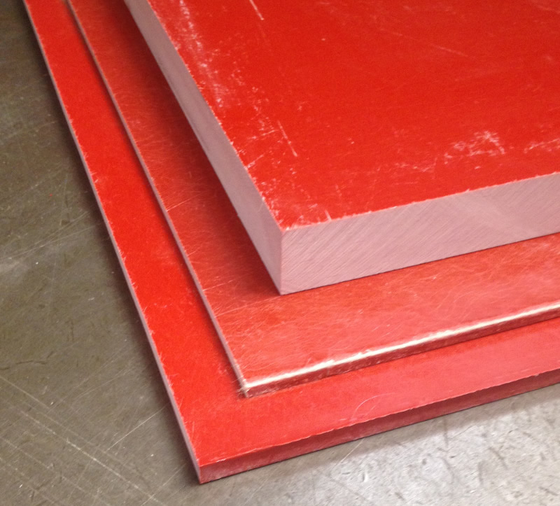 .375" (3/8" thick) GPO-3 H900 Fiberglass-Reinforced Polyester Laminate Sheet 155°C, red,  48"W x 96"L sheet
